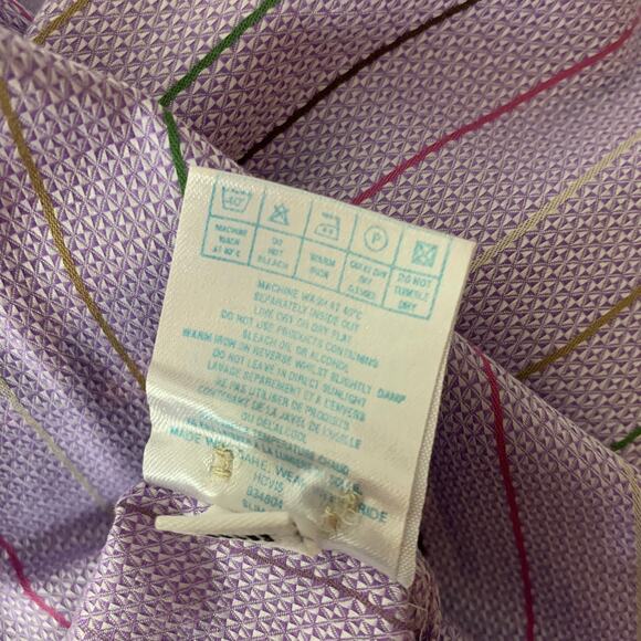 Ted Baker London Mens Button Down Size 6 Purple Colorful Striped Cotton Lavender - Picture 5 of 15